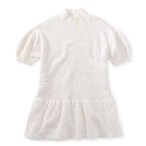 Holiday White Sweater Dress from Tea Collection knit with golden sparks